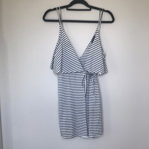 Topshop White and Black Striped Wrap-Front Summer Dress